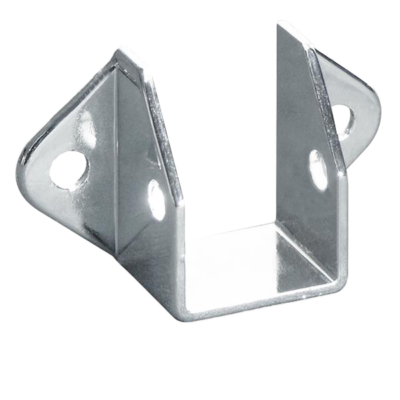 Polished chrome headrail wall bracket with screw holes.