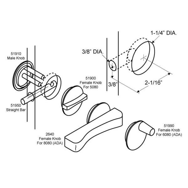 Toilet Partition Door 5080 Concealed Straight Bar Latch - Image 2
