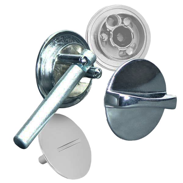 Polished chrome door latch.