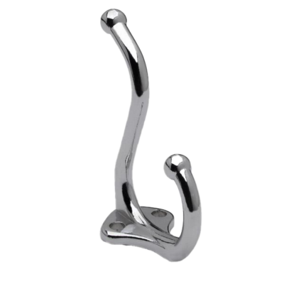 Polished chrome 2 coat hook.