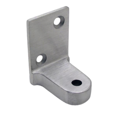 Stainless bottom hinge with 2 offset screw holes.