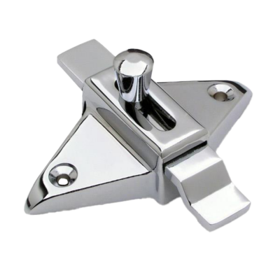 Polished chrome slide latch with 2 screw holes.