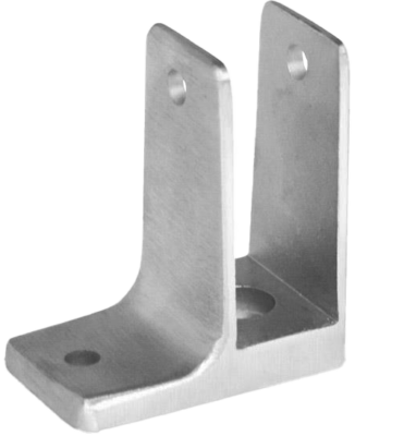 Stainless steel wall bracket with 4 screw holes.