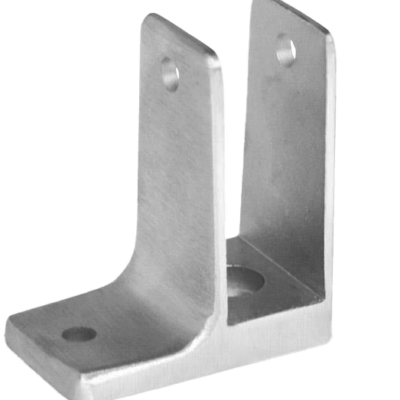 Stainless steel wall bracket with 4 screw holes.