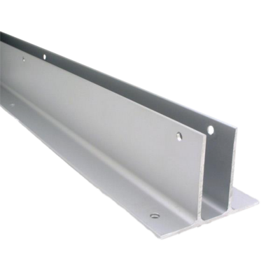 Aluminum wall bracket with screw holes.