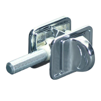 Polished chrome latch with concealed slider.