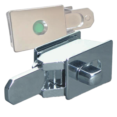 Polished chrome latch with red & green indicator.
