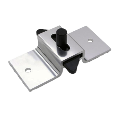 Aluminum slide latch with screw holes.
