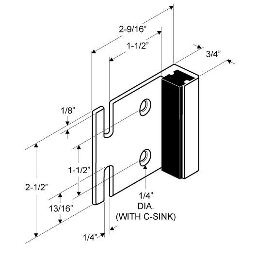 Toilet Partition Door 5280 Strike & Keeper for 1" Flat Door Inswing - Image 2