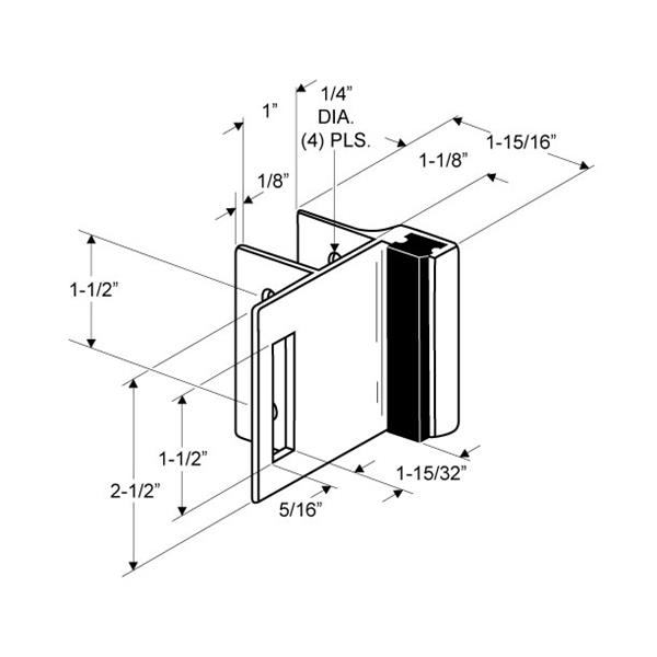 Toliet Partition Door 5620 1" Door & Post Flat Bar Inswing Strike & Keeper - Image 2