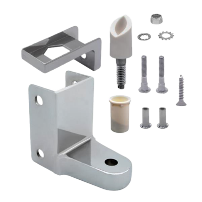 Polished chrome hinge pack with screws.