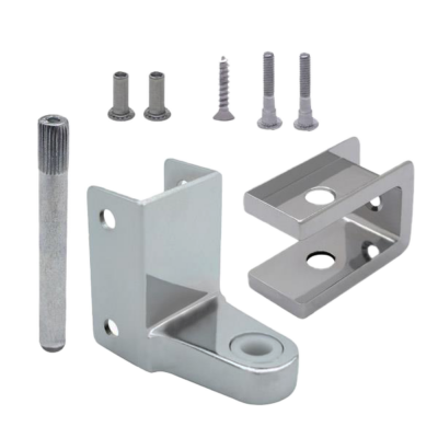 Polished chrome hinge pack with screws.