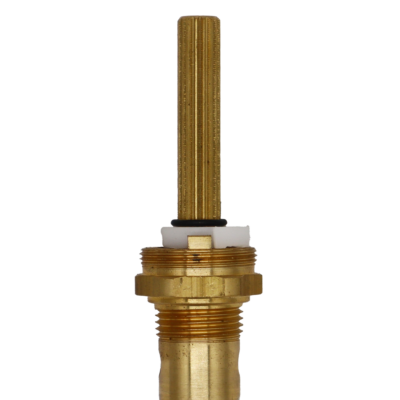Brass cartridge with white plastic limit stop white ceramic discs black rubber o-ring and seal.