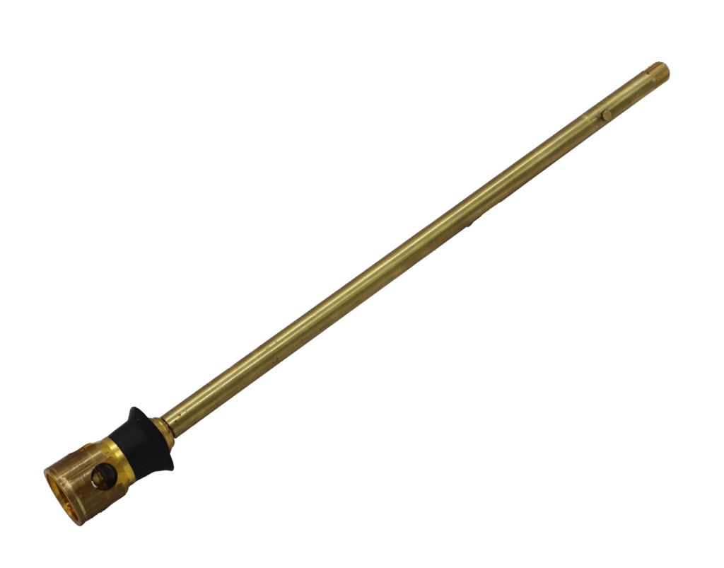 Bright brass stem with black rubber seal.