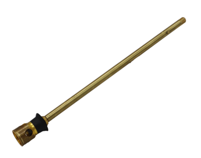Bright brass stem with black rubber seal.