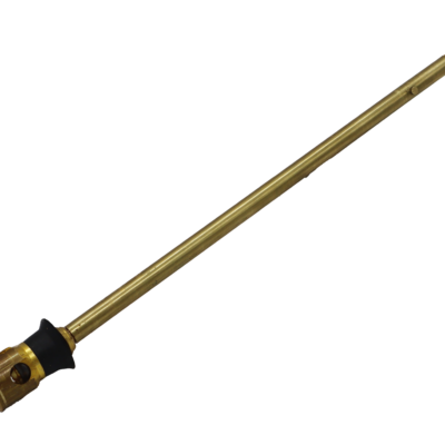 Bright brass stem with black rubber seal.