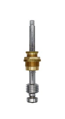 Polished chrome stem with brass bonnet black rubber washer with brass screw.