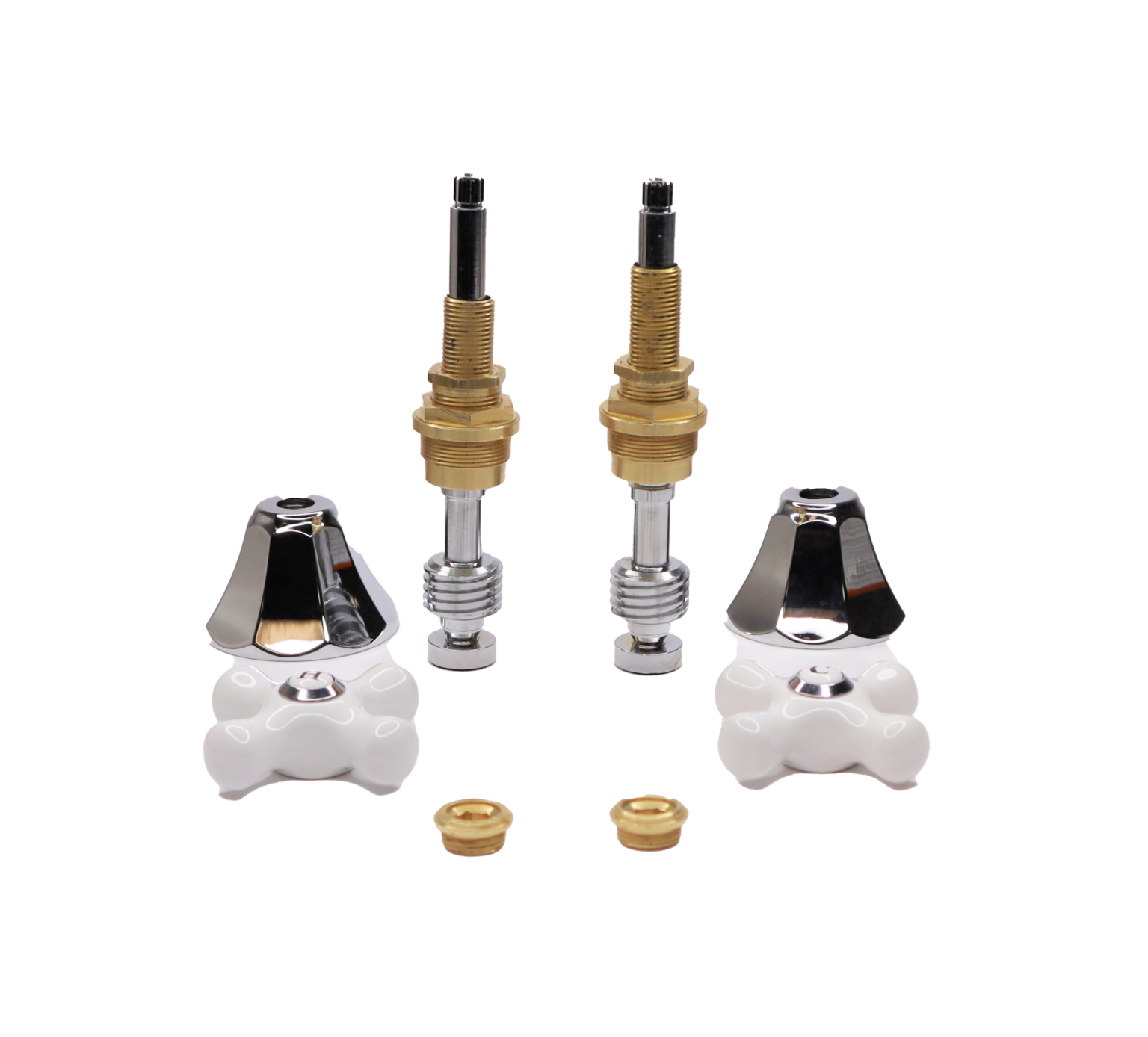 2 Handle Repair Kit with Old Style Porcelain Handles for Wolverine Brass