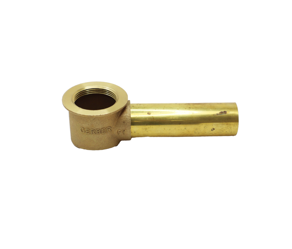 20 gauge brass tub shoe for trip lever drains.