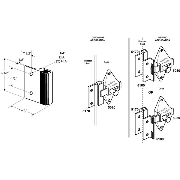 Toilet Partition Door Striker 5170 - Image 2