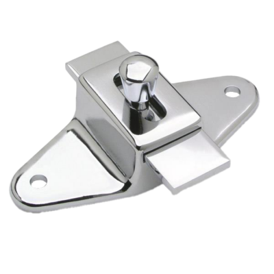 Polished chrome slide latch wit 2 screw holes.
