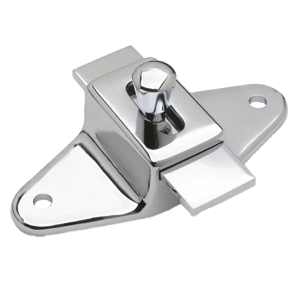 Polished chrome slide latch wit 2 screw holes.