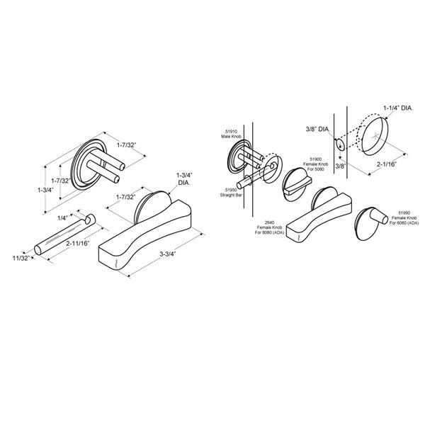 Polished Chrome Straight Bar Concealed Latch 8080 - Image 2
