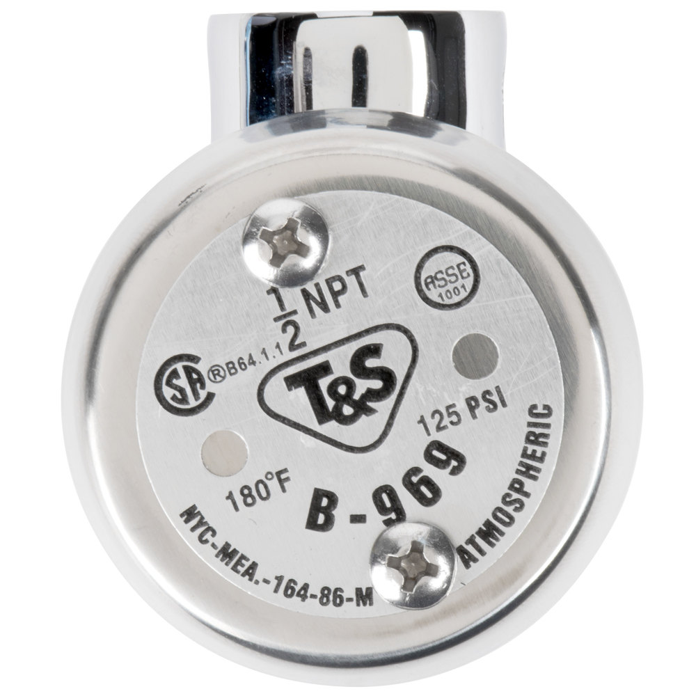 T & S Brass B-0969 1/2" Chrome Plated NPT Inlet & Outlet Atmospheric Vacuum Breaker - Image 2