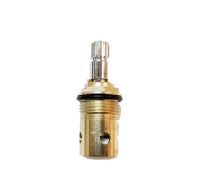 Bright brass body with polished chrome stem black oring white ceramic discs and white bottom seal.