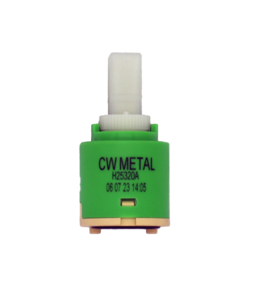 H25320A bright lime green plastic cartridge with white square handle connection with tan bottom and black seals.