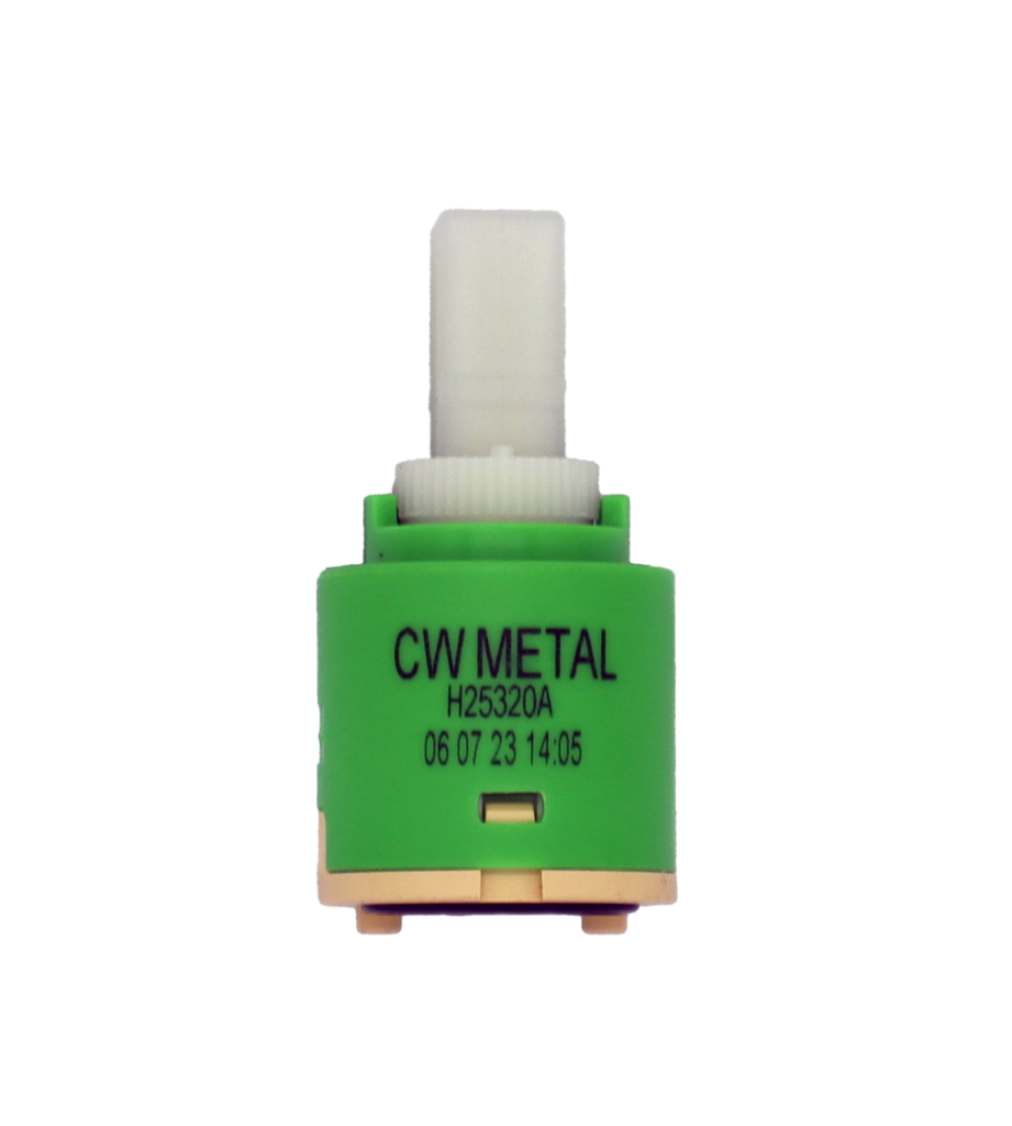 H25320A bright lime green plastic cartridge with white square handle connection with tan bottom and black seals.
