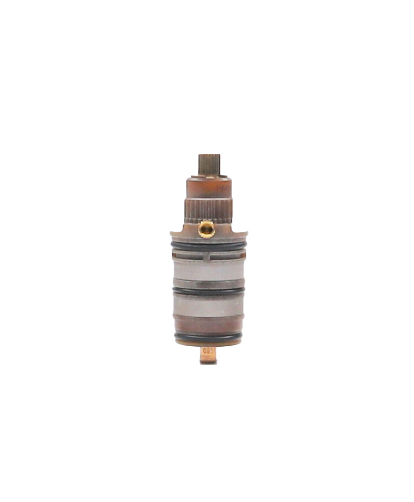 Plastic and stainless cartridge with black o-rings and copper stem.