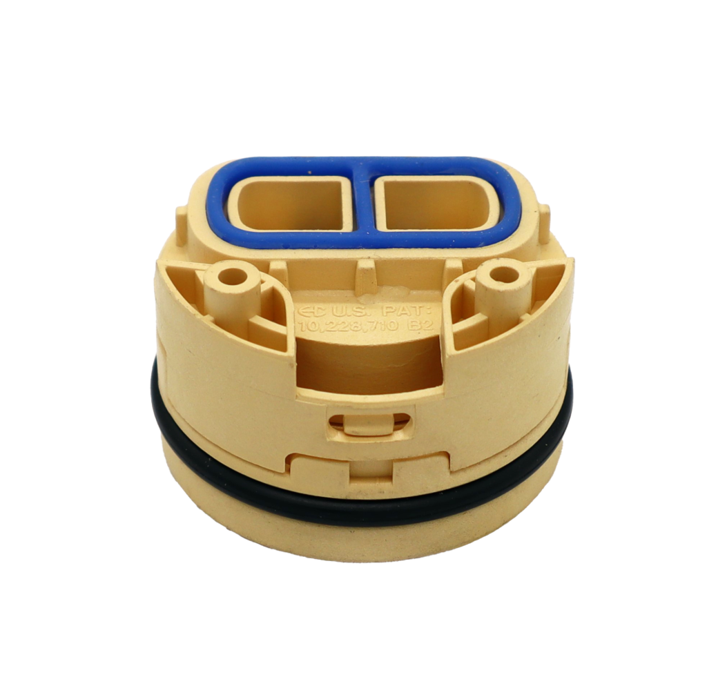 Tan mixing cartridge with blue and black rings to create a proper seal.