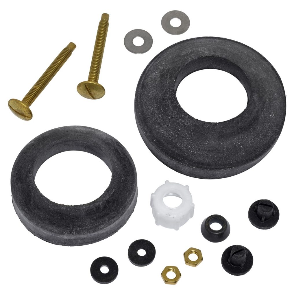 Black foam rubber gaskets washers brass screws and nuts.
