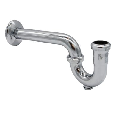 Polished chrome p-trap with brass nuts and box and regular flanges.
