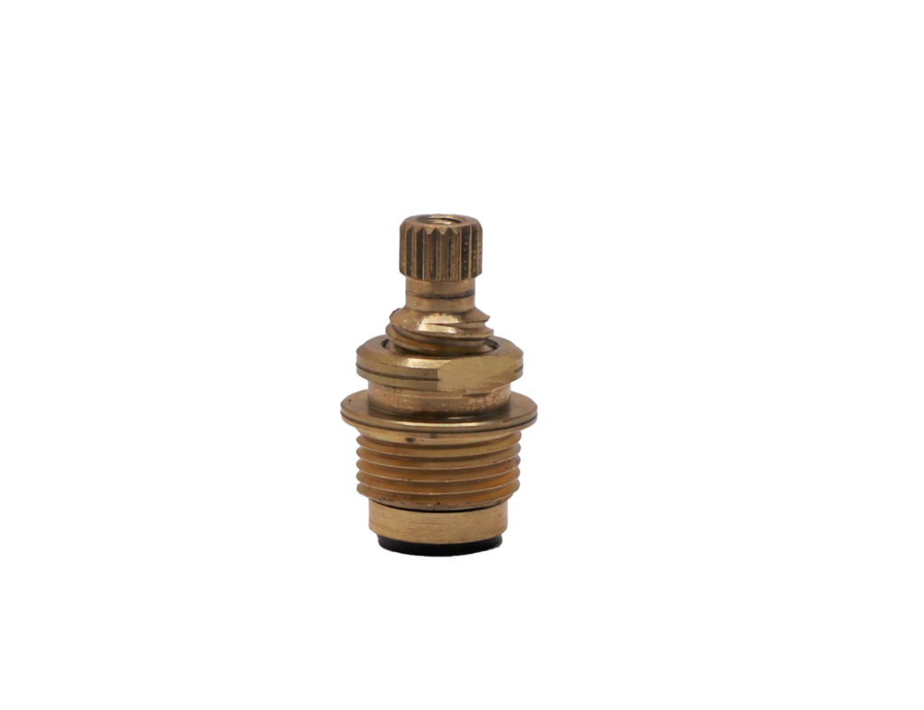 Brass stem with black rubber washer and brass screw.