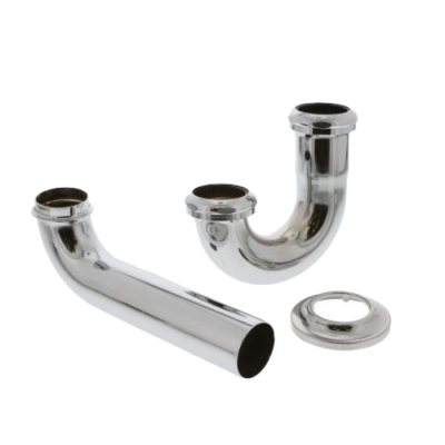 Polished chrome brass tubular trap.