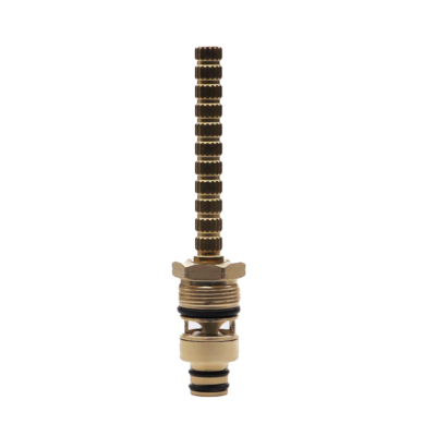 Bright brass cartridge with black rubber o-rings and white ceramic discs.