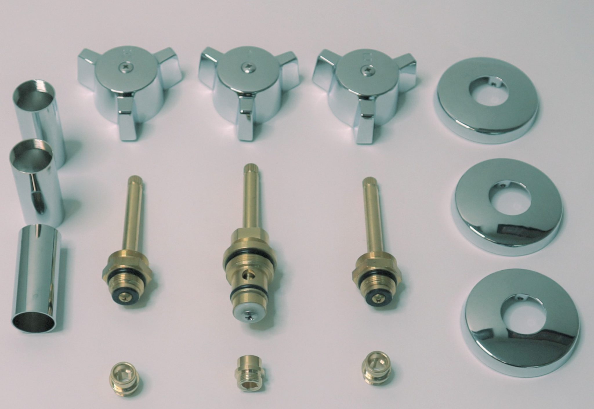 Chrome Plated 3 Handle Rebuild Kit for Indiana Brass Faucet Noel's