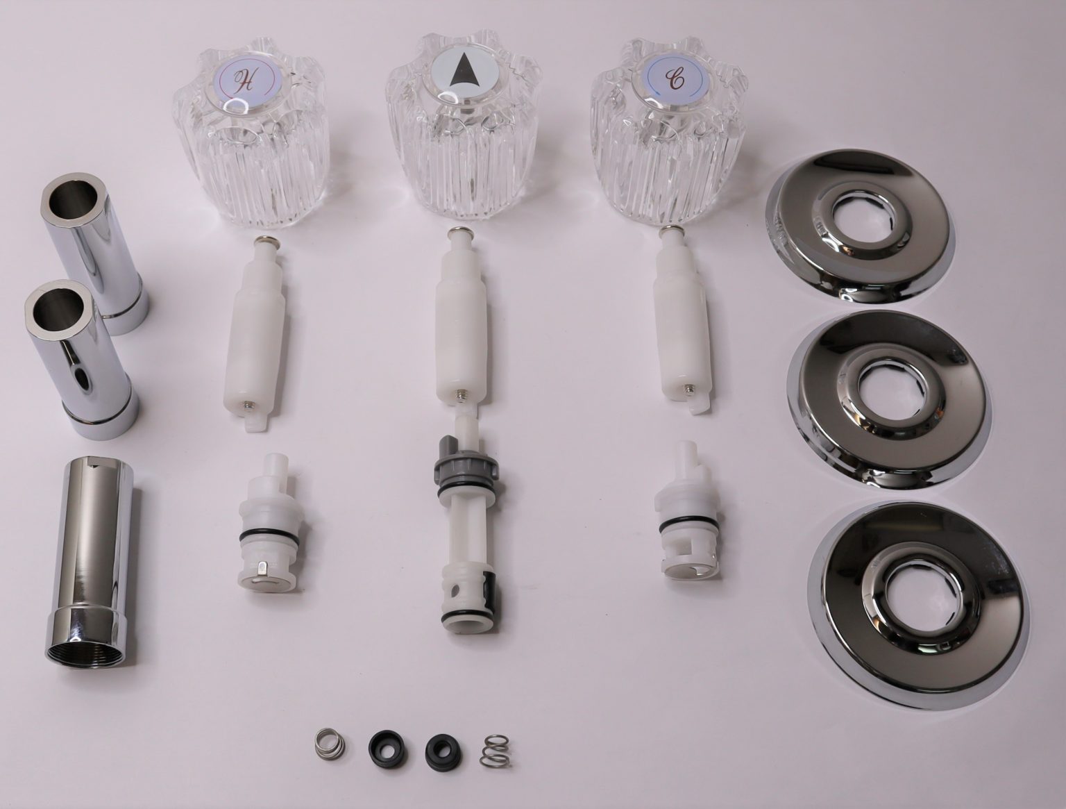 Chrome Plated 3 Handle Rebuild Kit for Delta Faucet & Glacier Bay