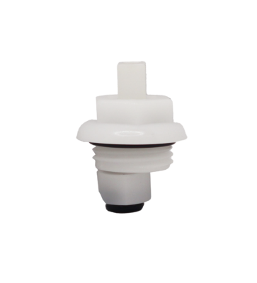 White plastic cartridge with black rubber o-ring and washer.