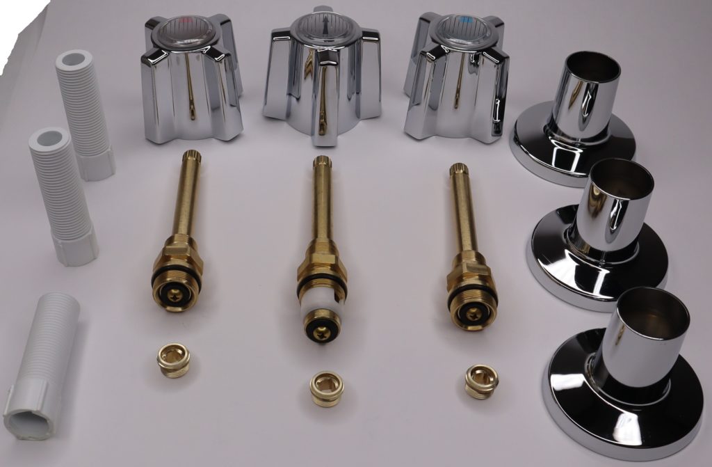 Chrome Plated 3 Handle Rebuild Kit for Sterling Tub & Shower Faucet