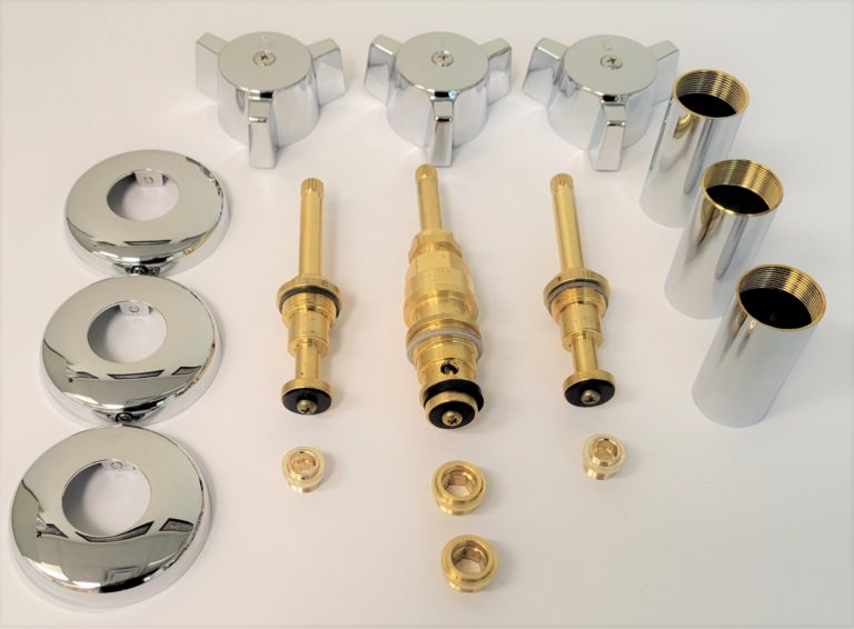 Chrome Plated 3 Handle Rebuild Kit for Briggs Tub & Shower Faucets