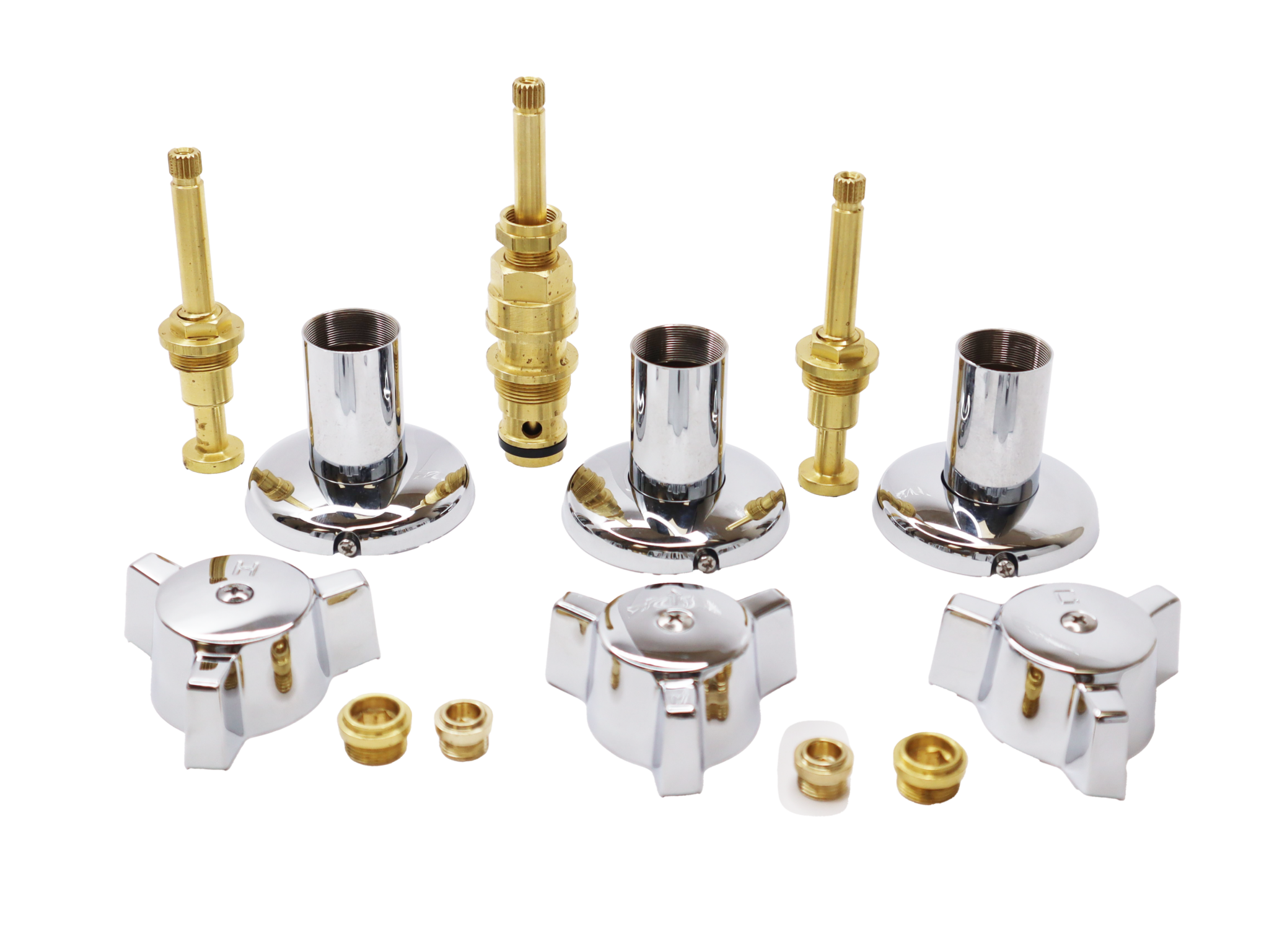Chrome Plated 3 Handle Rebuild Kit for Briggs Tub & Shower Faucets