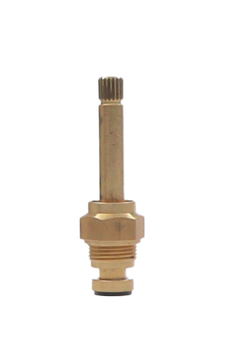 Bright brass stem with black rubber washer and brass screw.
