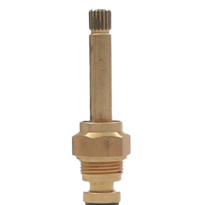 Bright brass stem with black rubber washer and brass screw.