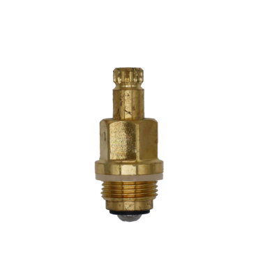 Bright brass stem with plastic oring black washer and stainless screw.