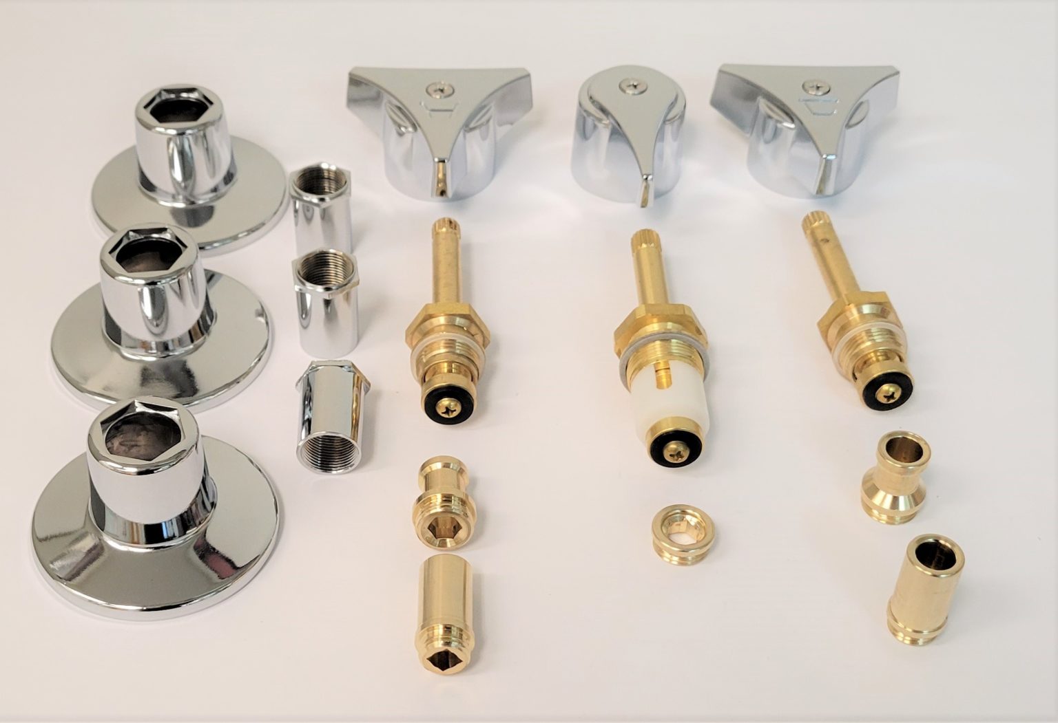 Chrome Plated 3 Handle Rebuild Kit for Union Brass Faucets Noel's