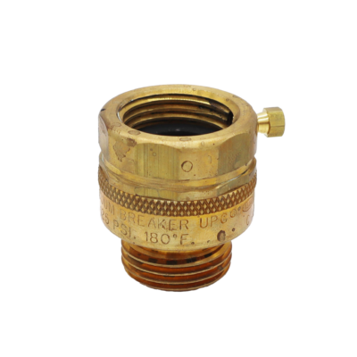 Bright brass vacuum breaker with balck rubber seal.
