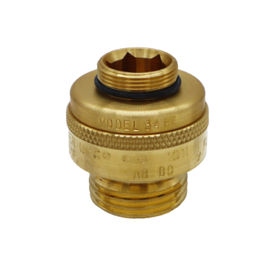 Bright brass vacuum breaker with black rubber o-ring.